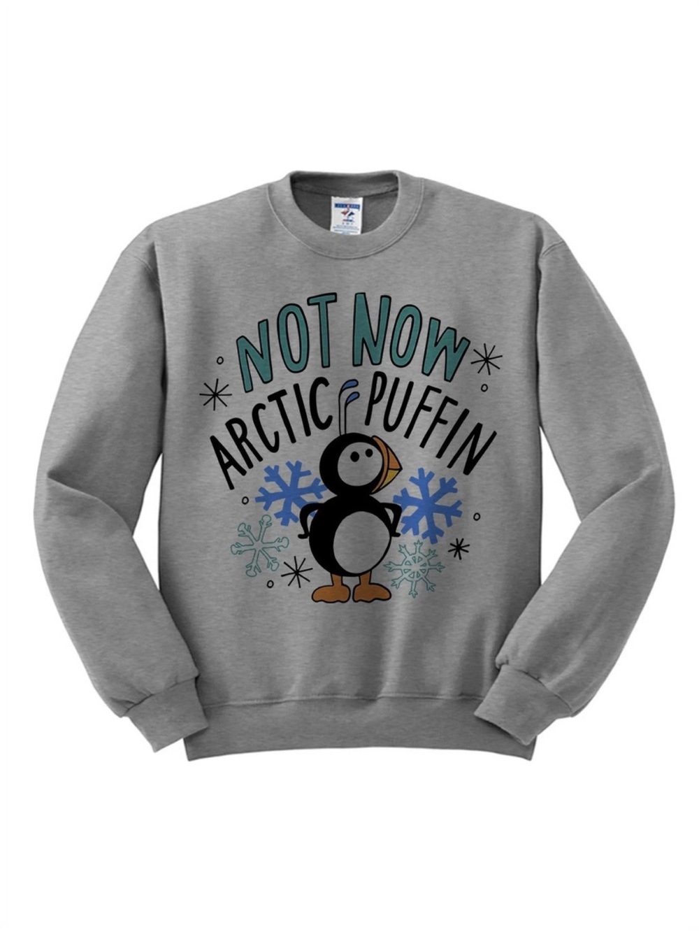 Like New Gildan “Not Now, Arctic Puffin!” Crewneck Sweatshirt